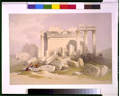 Ruins of the eastern portico of the Temple of Baalbec May 6th 1839 / David Roberts, R.A.