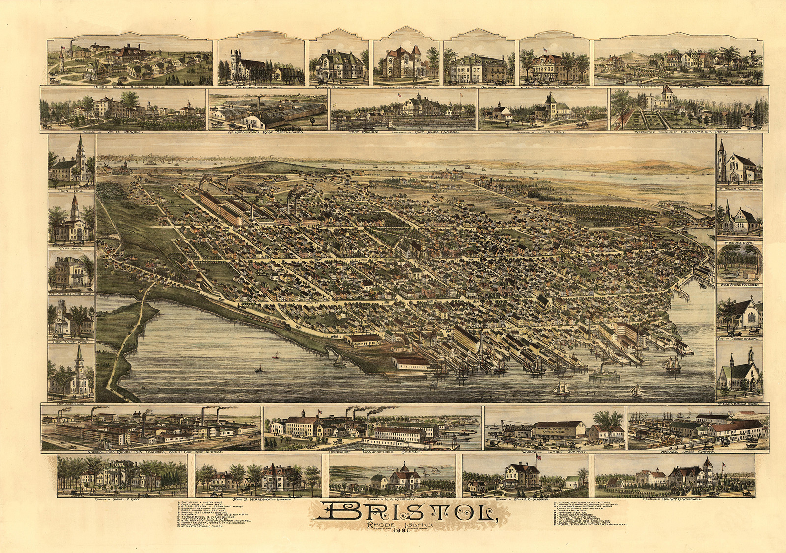 Bristol, Rhode Island, 1891, 1891 — antique map
