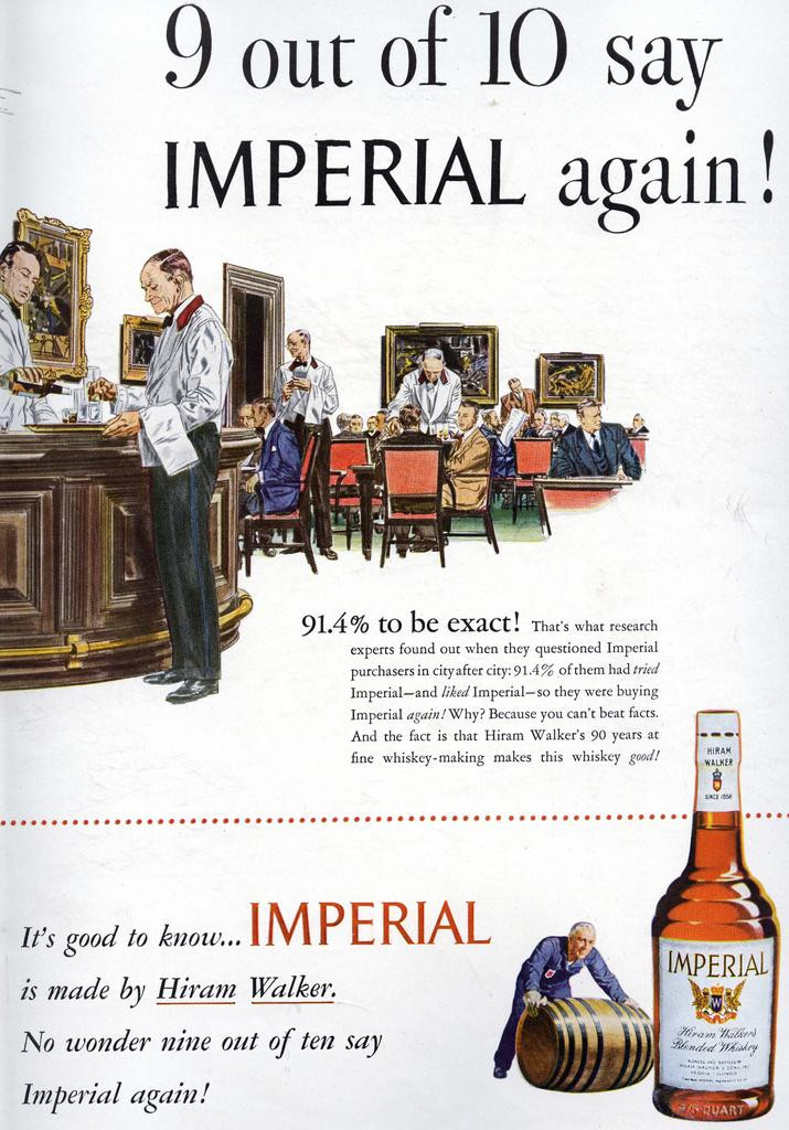 9 out of 10 say IMPERIAL again! whiskey advertisement — historic image