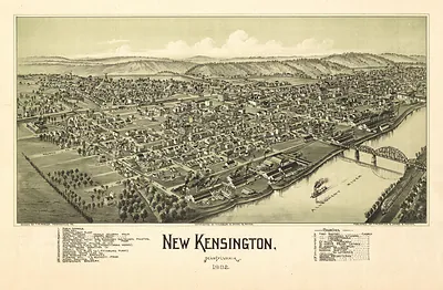 New Kensington, Pennsylvania, 1902 bird's-eye view map