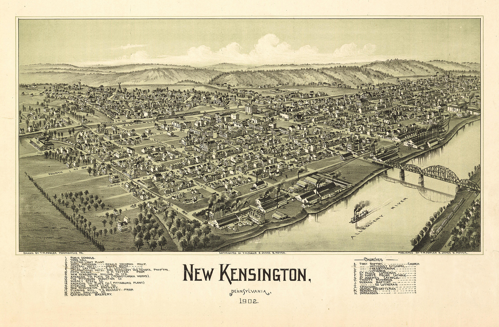 New Kensington, Pennsylvania, 1902 bird's-eye view map, 1902 — antique map