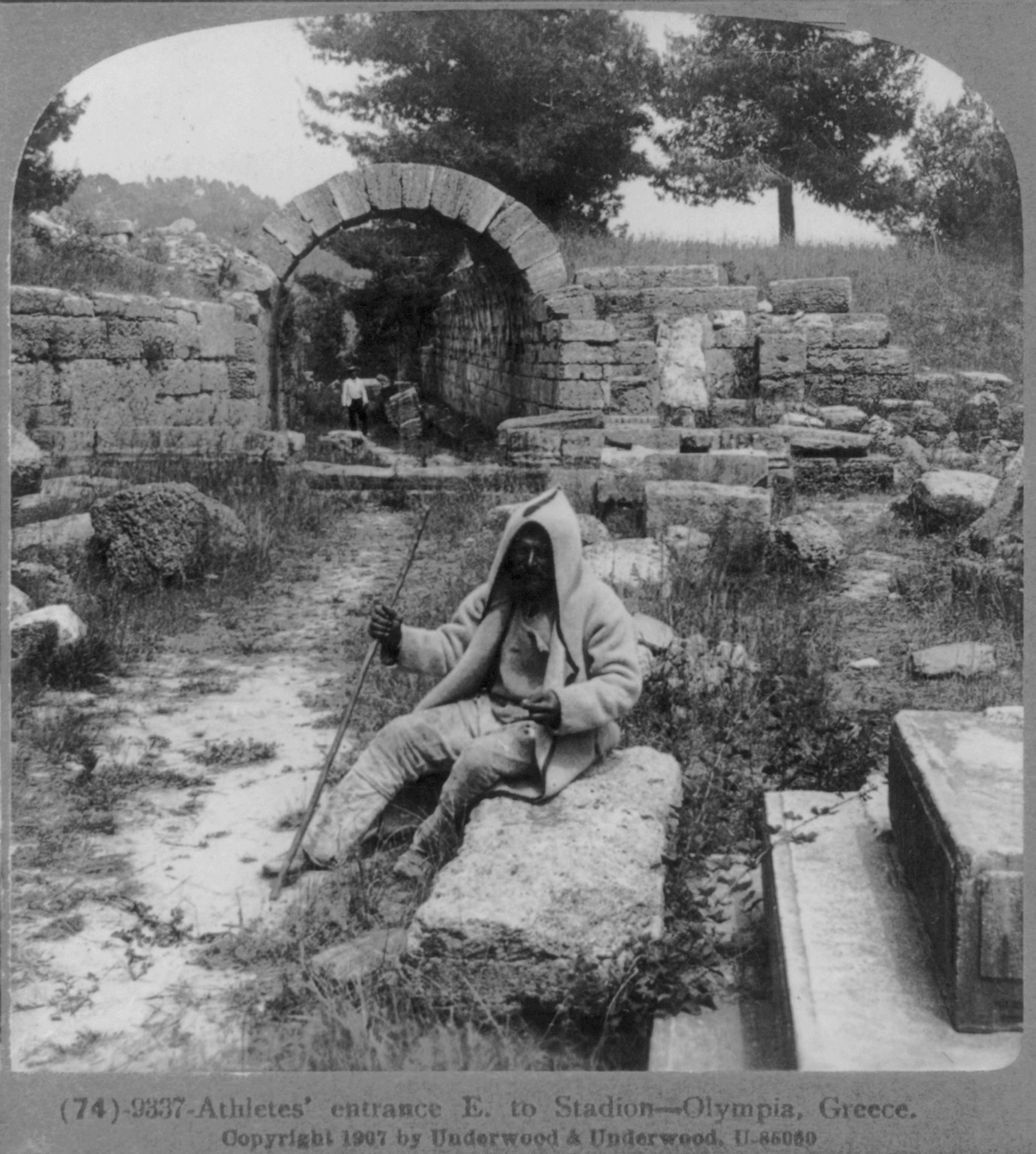 Athletes' entrance E. to stadion [stadium] - Olympia, Greece, c1907 Jan. 31. — historic photograph