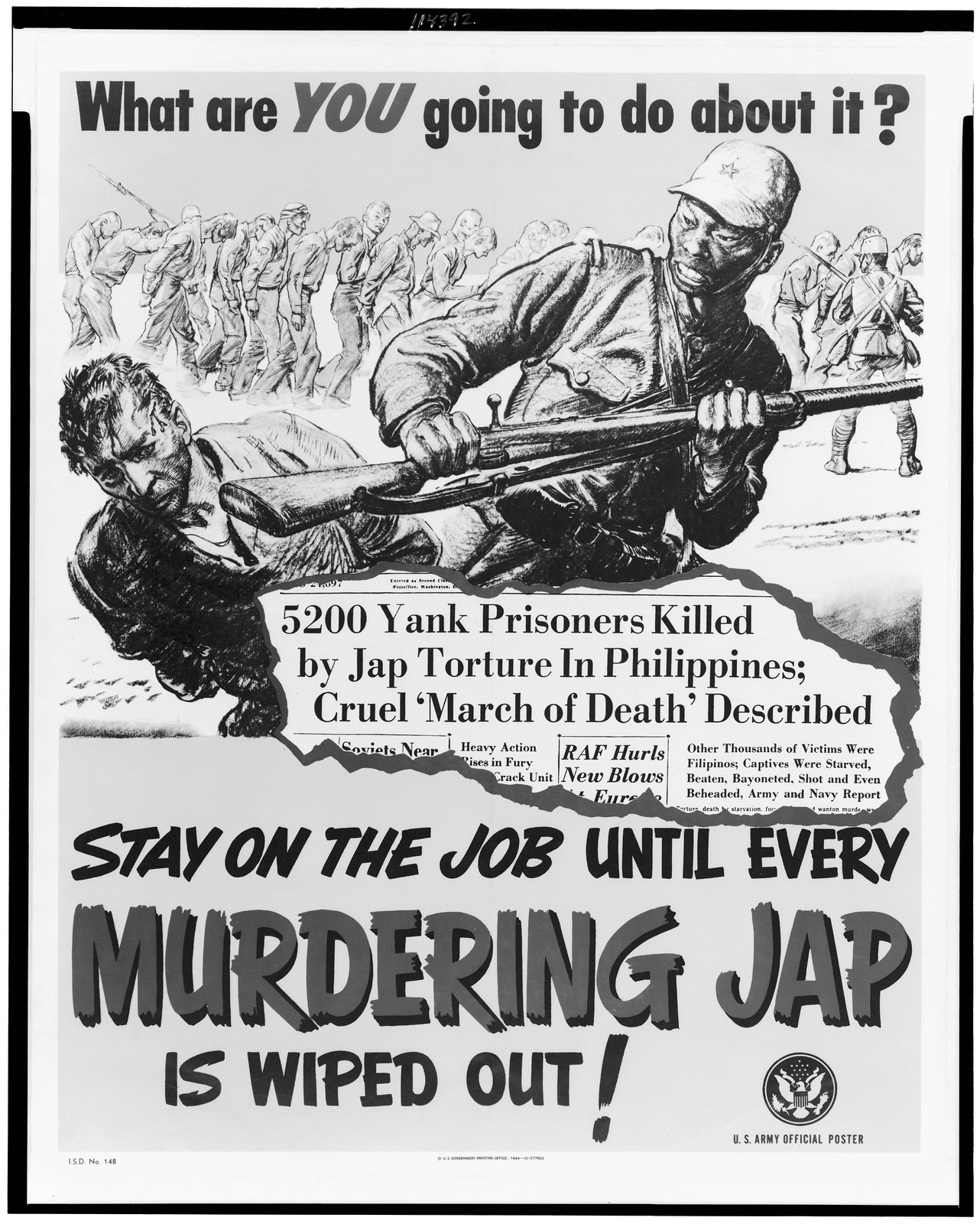 What are you going to do about it?--Stay on the job until every murdering Jap is wiped out!, [U.S. Army], 1944 (U.S. Government Printing Office) — vintage poster