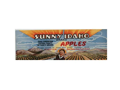 Sunny Idaho Brand Apples crate label