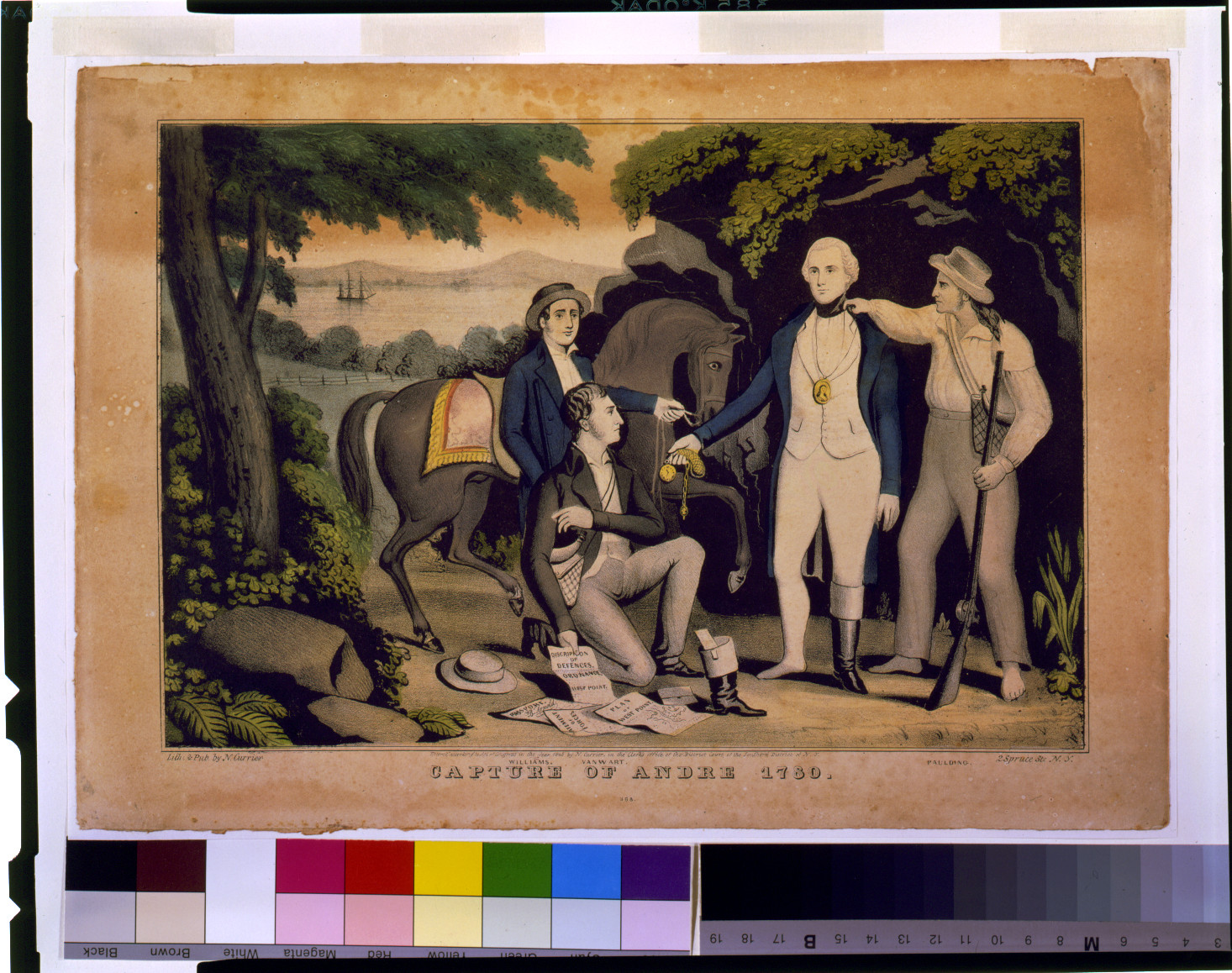 The Capture of Andre 1780, New York : Published by Currier & Ives, c1845. — antique lithograph