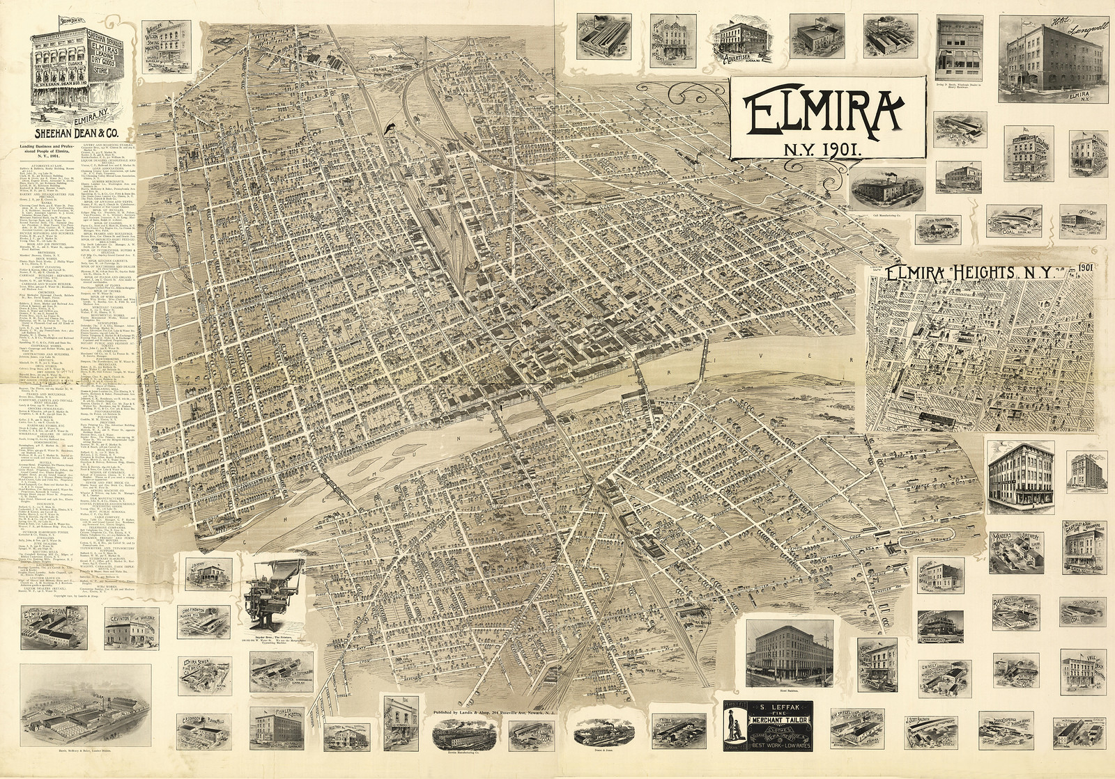 Bird's-eye map of Elmira, N.Y., 1901, 1901 — antique map
