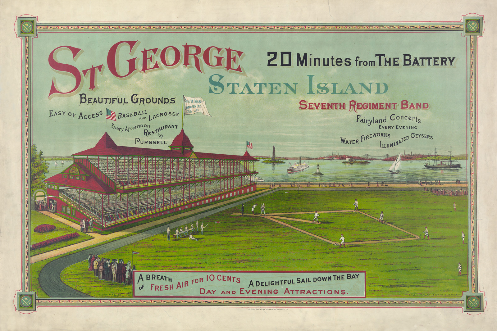 St George, Staten Island advertising poster: 20 Minutes from The Battery — vintage poster