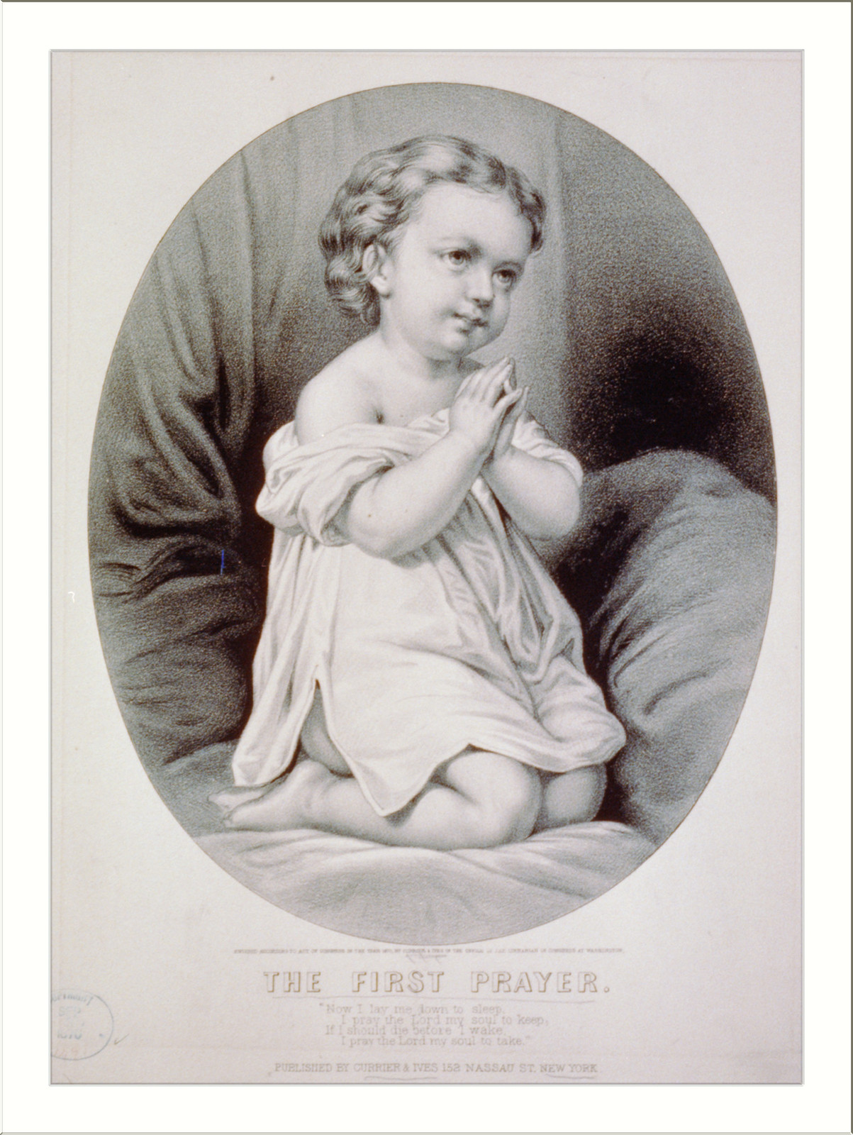 First prayer, New York : Published by Currier & Ives, c1870. — antique lithograph