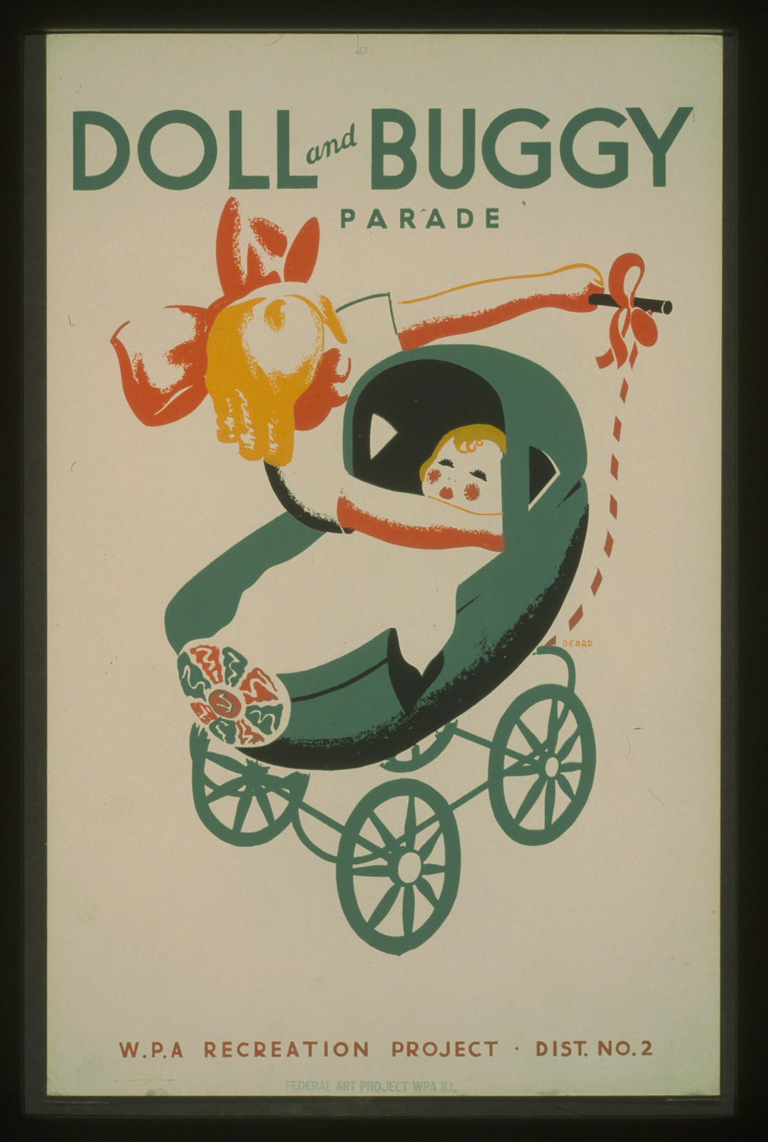 Doll and buggy parade--WPA recreation project Dist. No. 2 / Beard., 1939 — vintage poster