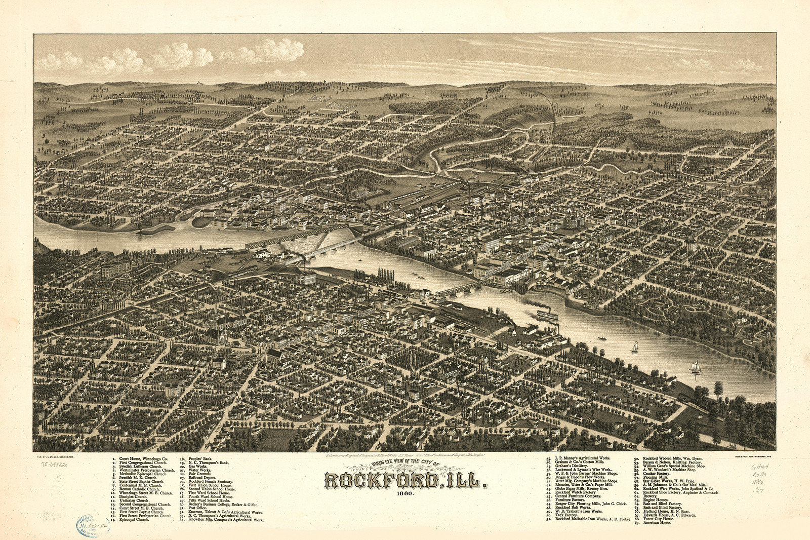 Rockford, Illinois, 1880, 1880 — antique map