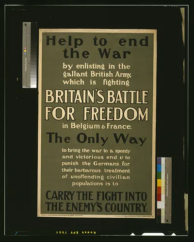 Help to end the war by enlisting ... carry the fight into the enemy's country / printed by David Allen & Sons Ld. Harrow. London.