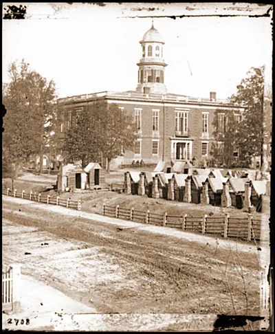 Atlanta Ga. City Hall; camp of 2d Massachusetts Infantry on the grounds