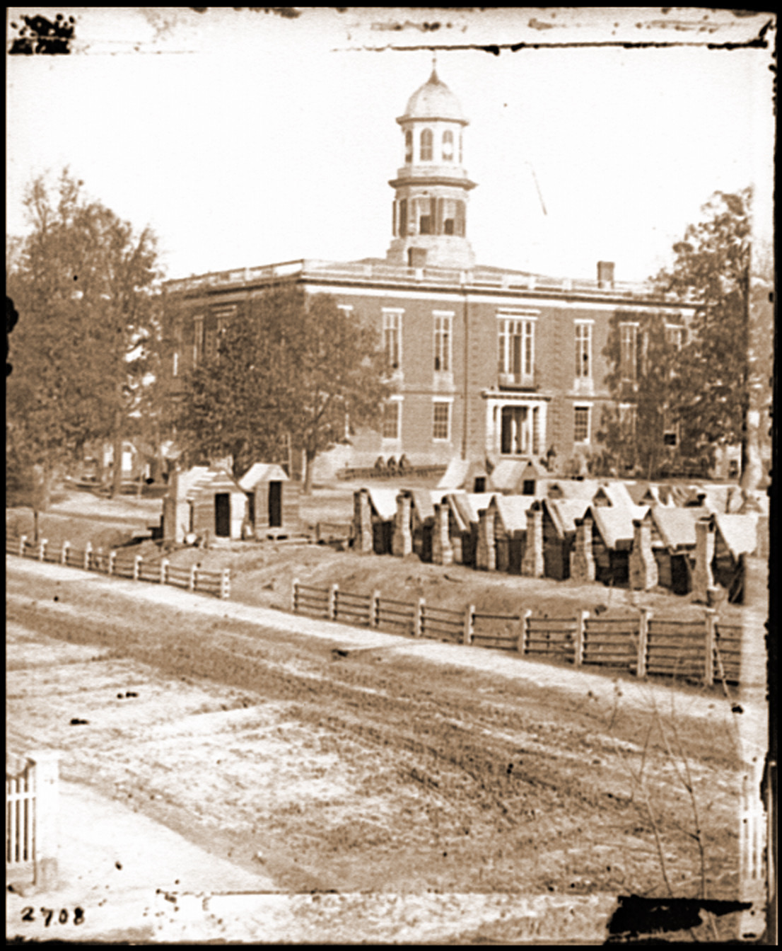 Atlanta Ga. City Hall; camp of 2d Massachusetts Infantry on the grounds, 1864 — historic photograph