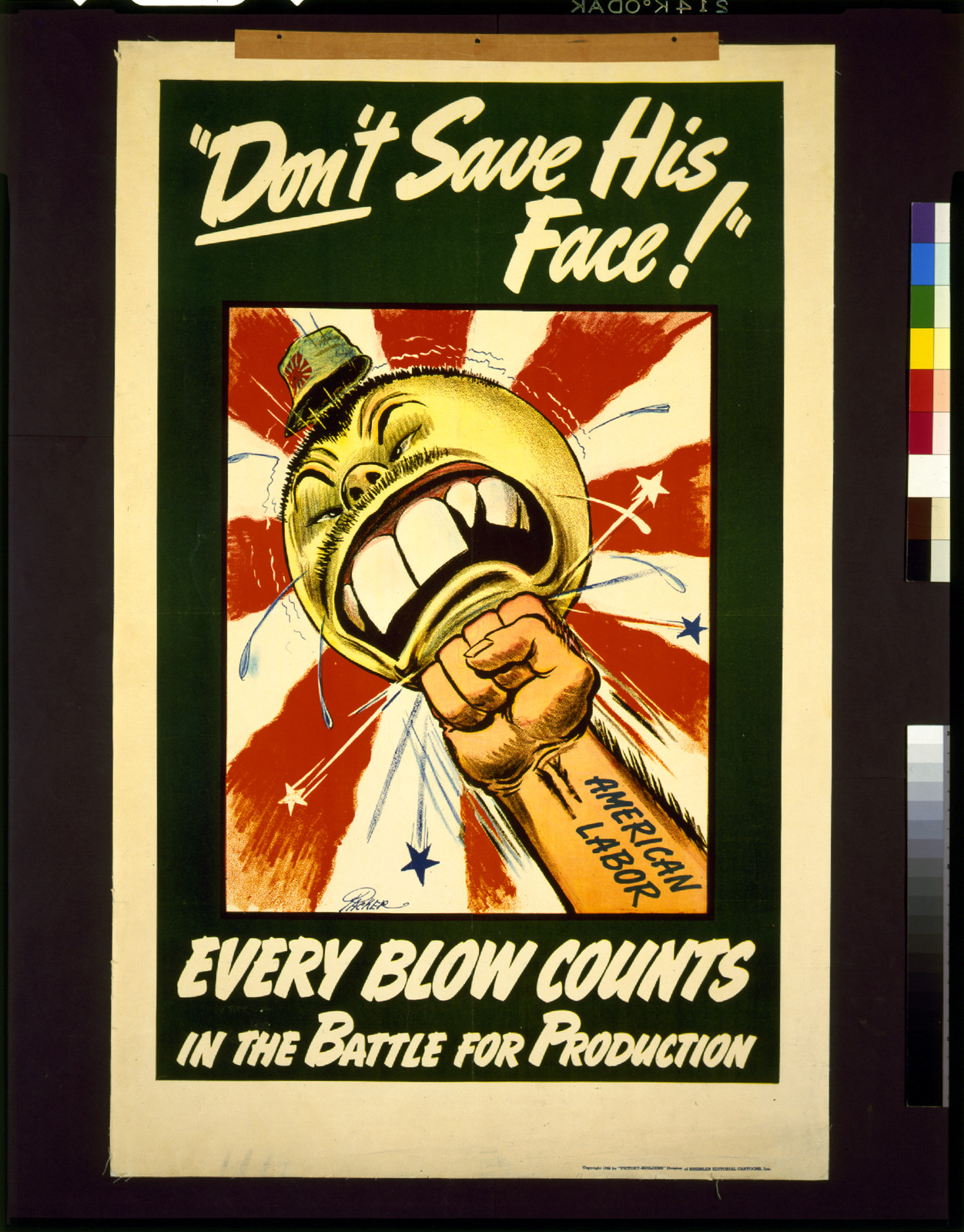 Don't save his face--Every blow counts in the battle for production / Packer., c1942. — vintage poster