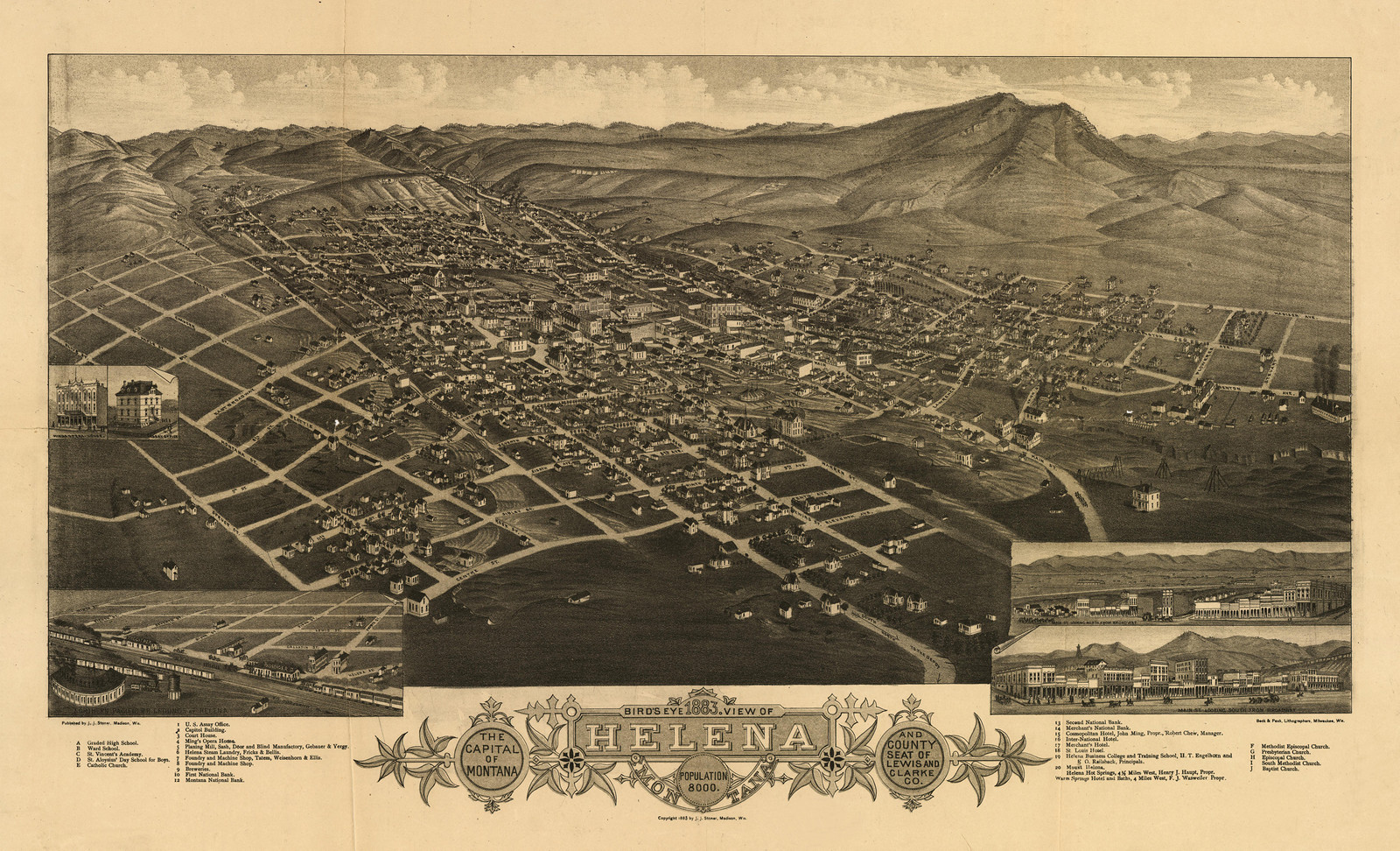 Helena, Montana, 1883, 1883 — antique map