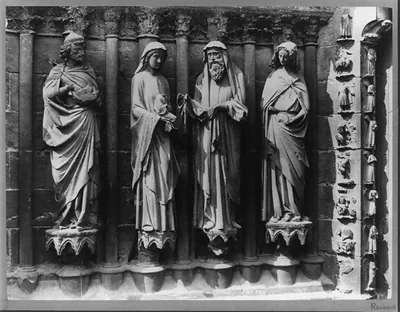 4 statues from the great portal, Reims Cathedral