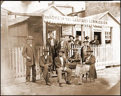 Washington D.C. Group of Sanitary Commission workers at the entrance of the Home Lo