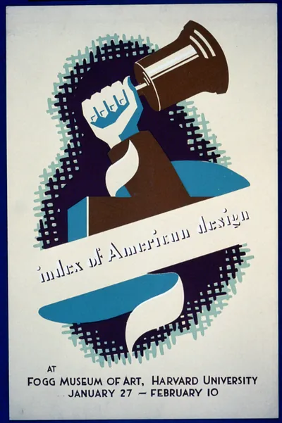 Index of American Design exhibition poster, Fogg Museum