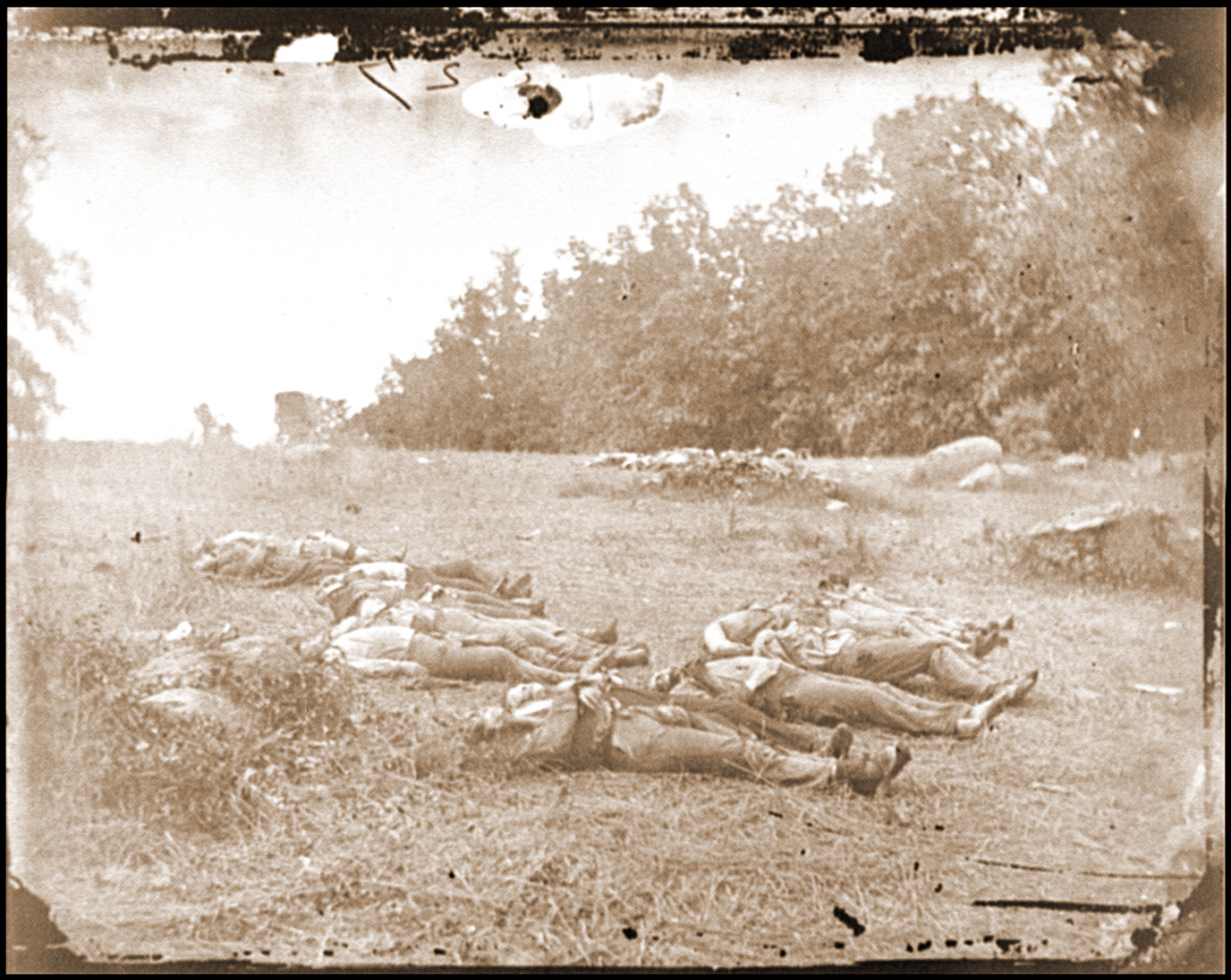 Gettysburg Pa. Confederate dead at the edge of the Rose woods July 5 1863, 1863 — historic photograph