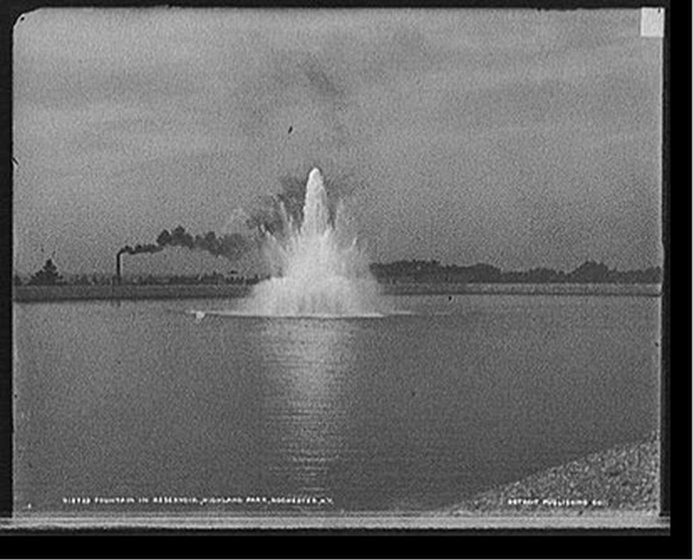 Fountain in reservoir, Highland Park, Rochester, N.Y., c1905. — historic photograph