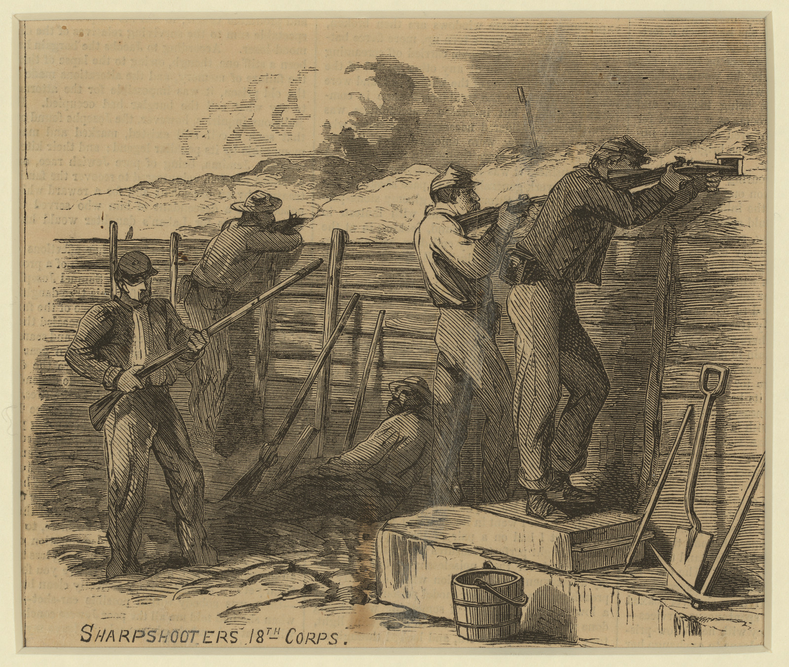 Sharpshooters 18th Corps, [1864 July] — historic drawing