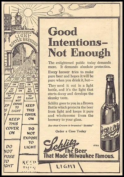 Schlitz beer advertisement: Good Intentions, Not Enough
