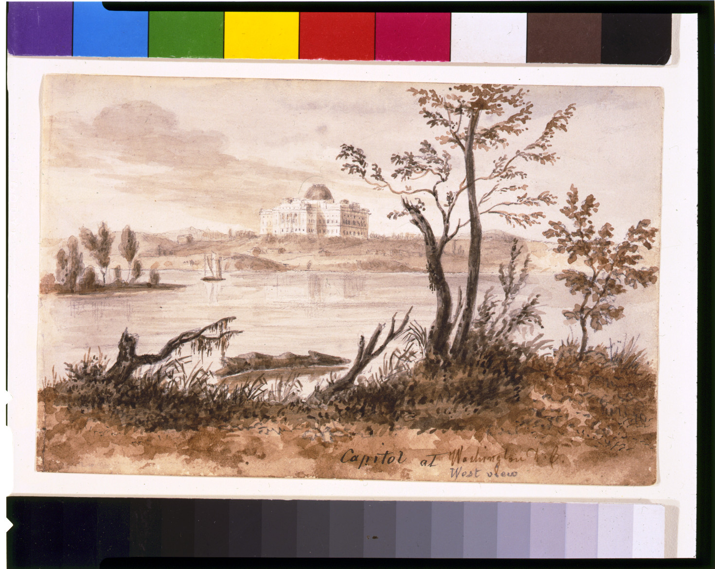 Capitol at Washington D.C.-- West view, [1839] — historic drawing