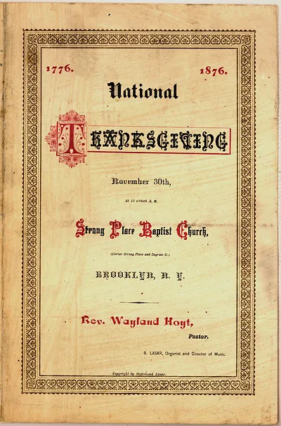 National Thanksgiving November 30th, at 11 o'clock A. M. Strong Place Baptist Church Brooklyn, N. Y. Bulletin