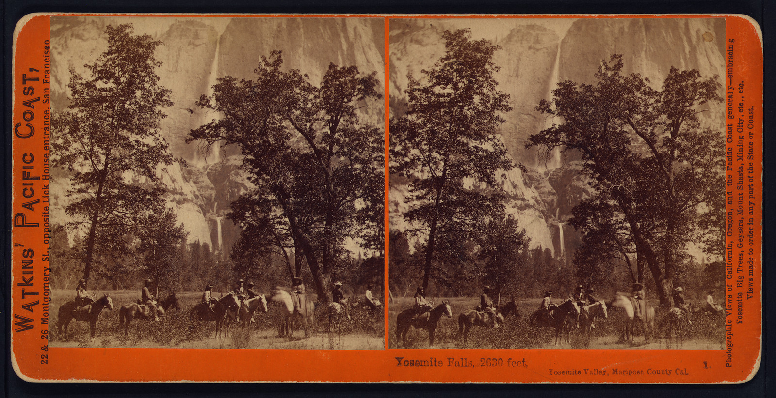 Yosemite Falls 2630 feet Yosemite Valley Mariposa County Cal., 1871 — historic photograph