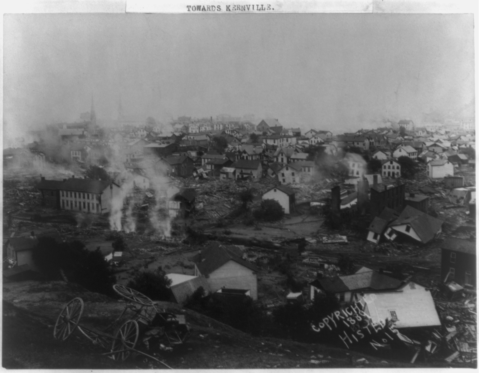 General view of Johnstown looking towards Kernville, Johnstown Flood, May 31st, 1889, c1889. — historic photograph