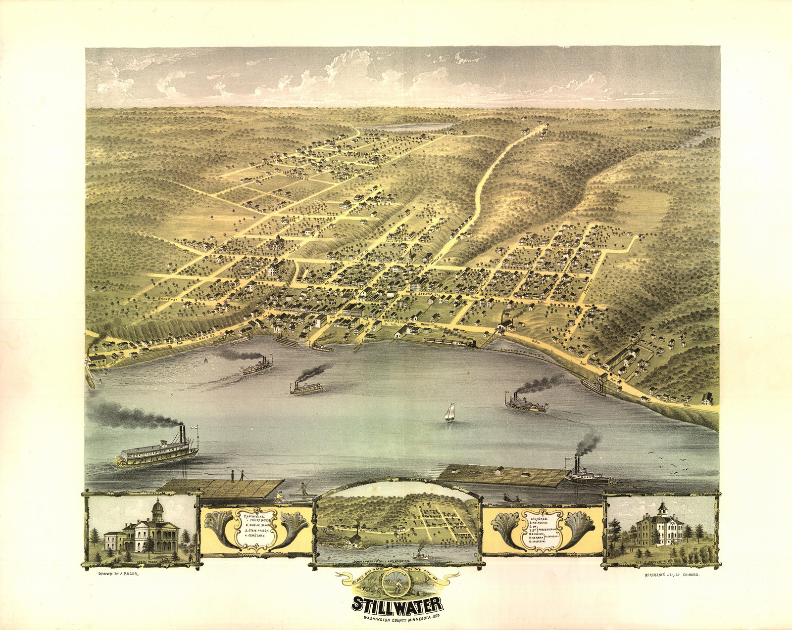 Stillwater, Minnesota, 1870, 1870 — antique map