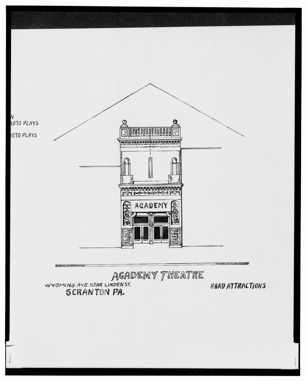 [Gaiety Theatre (Burlesque), Penn Ave. near Spruce St., Academy Theatre, Wyoming Ave. near Linden St., and Capitol Theatre, Penn Ave. near Spruce St., Scranton, Pennsylvania], And Engineering (ADE) Drawings — vintage poster