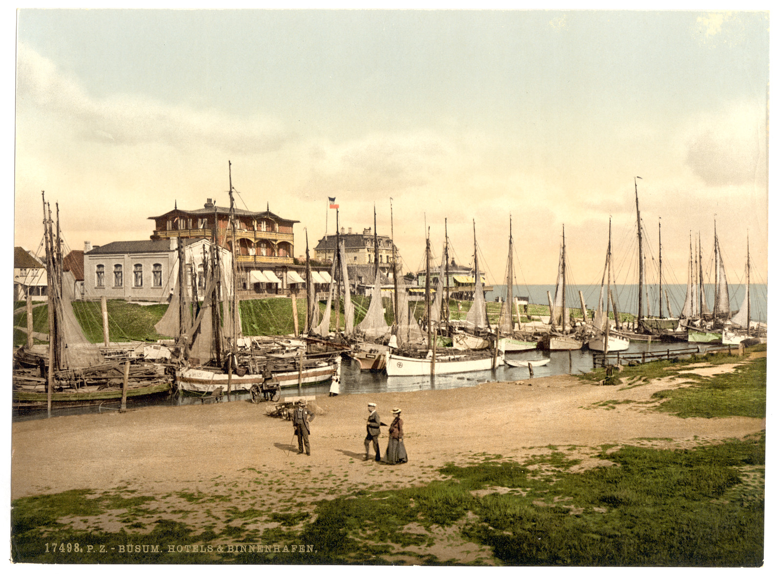 Hotels and inland harbor Busum Schleswig-Holstein Germany, [between ca. 1890 and ca. 1900]. — historic print