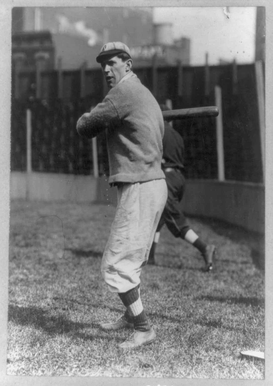 [Delos D. Drake, baseball outfielder, full-length portrait, facing left, in uniform of St. Louis (Fed), holding bat], [1914] — historic photograph