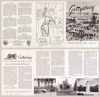 Gettysburg National Military Park informational brochure, folded panels