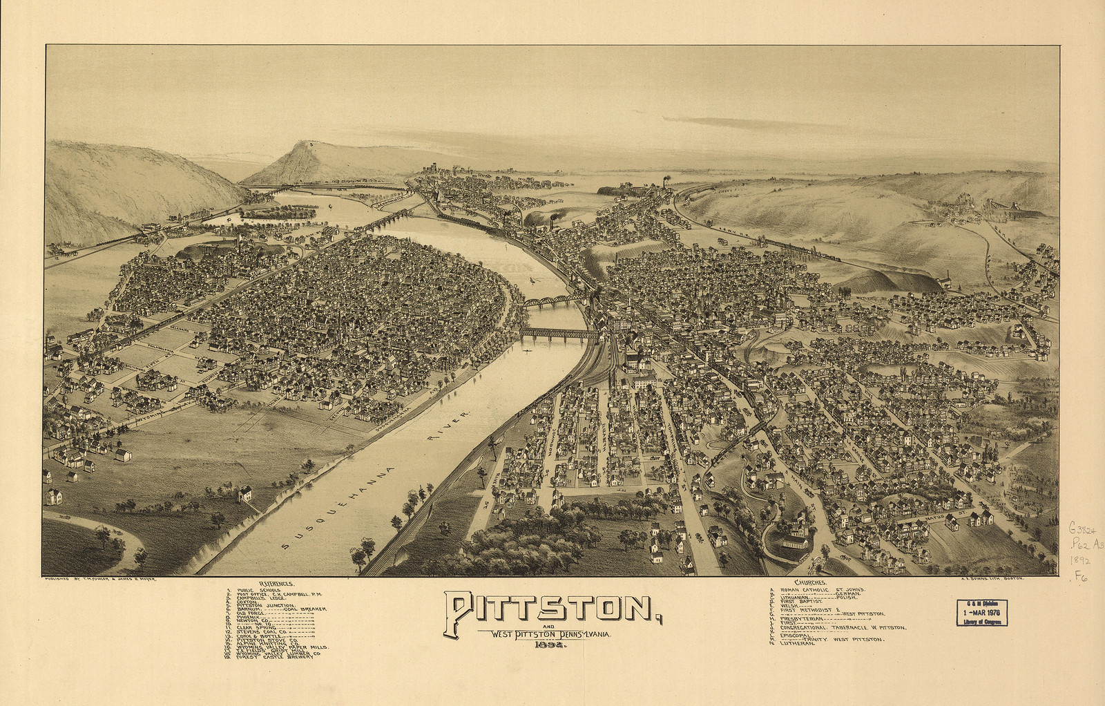 Pittston, Pennsylvania, 1892, 1892 — antique map