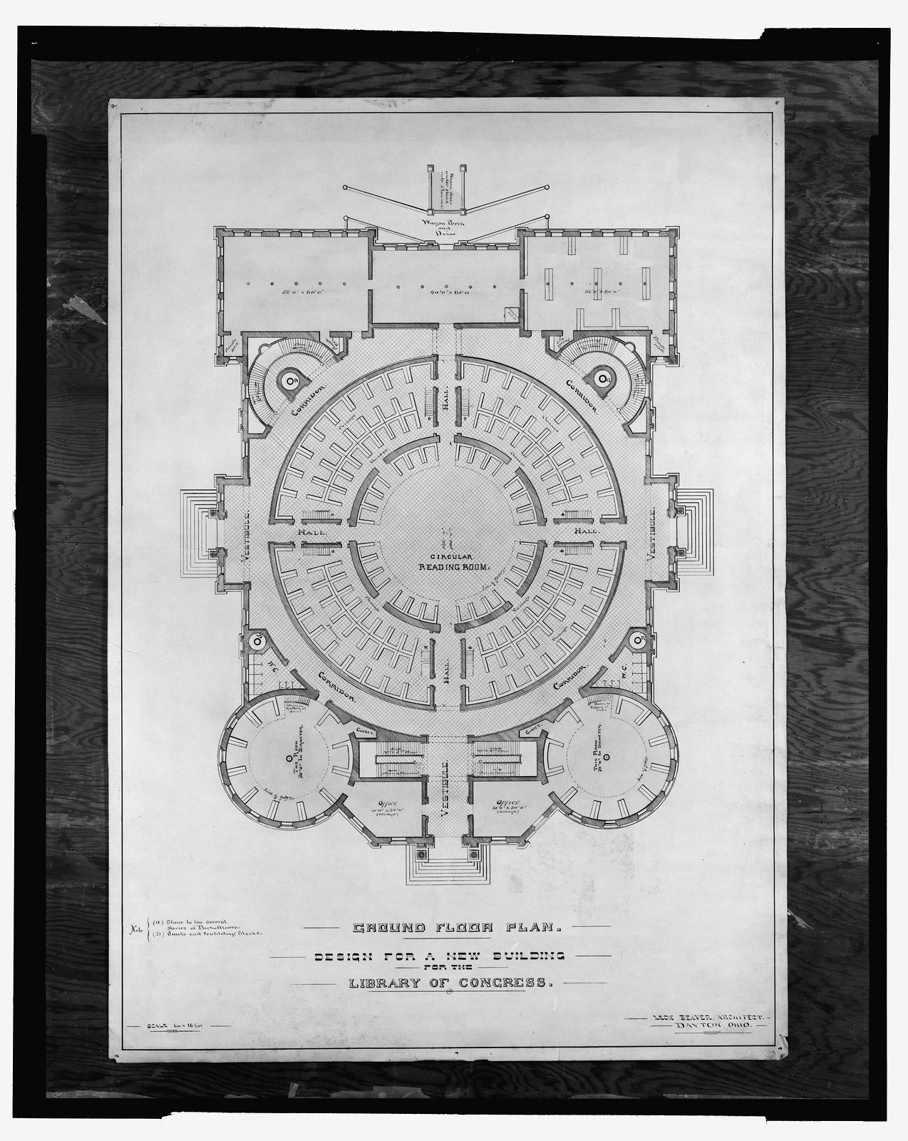 [Library of Congress, Washington, D.C. Ground floor plan], and Engineering (ADE) Drawings" (http://www.loc.gov/rr/print/res/103_ade.html)." — historic drawing