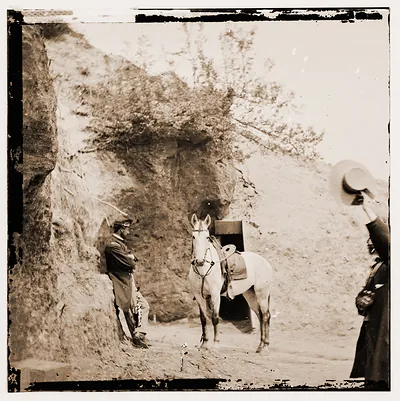 Yorktown Virginia. Captain Perkins Sesesh horse captured at Cornwallis cave