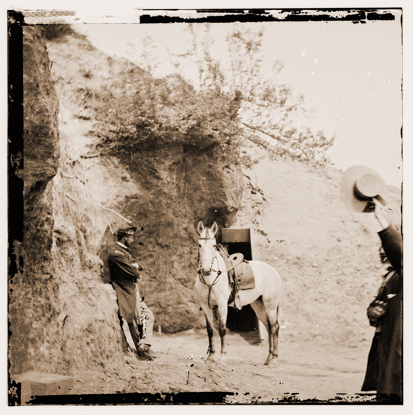 Yorktown Virginia. Captain Perkins Sesesh horse captured at Cornwallis cave, 1861 — historic photograph