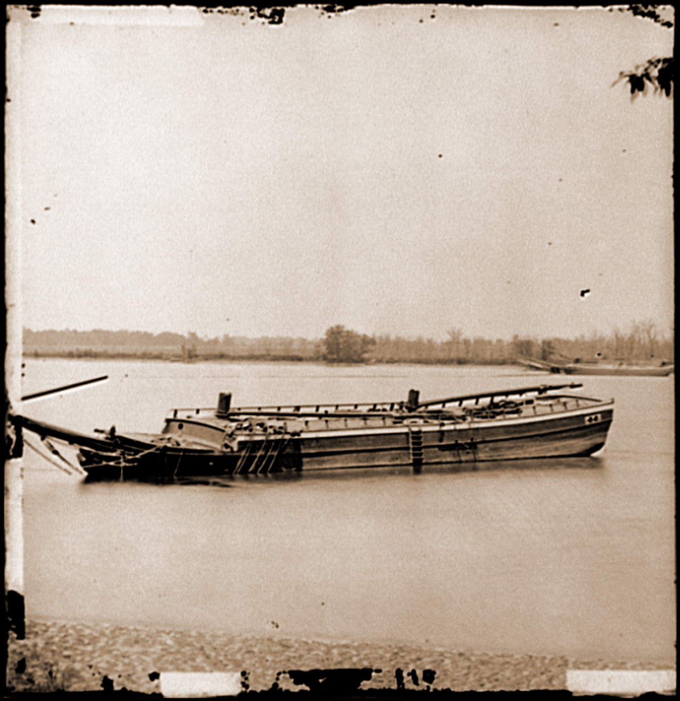James River Va. Schooners sunk to obstruct passage, 1865 — historic photograph