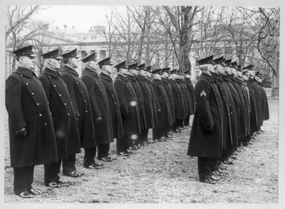 Capitol police lined up on White House grounds in new uniforms, Washington, D.C.