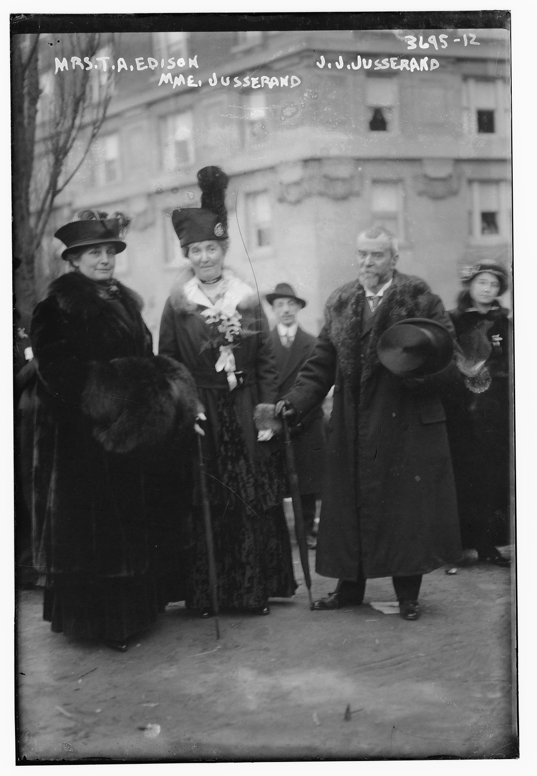 Mrs. T.A. Edison, Mme. Jusserand, J.J. Jusserand, n/a — historic photograph
