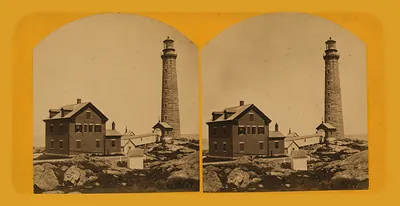 Thacher's Island lights--south tower / phot. by Hervey Friend, 77 Front St., Gloucester. "Cape Ann Views"