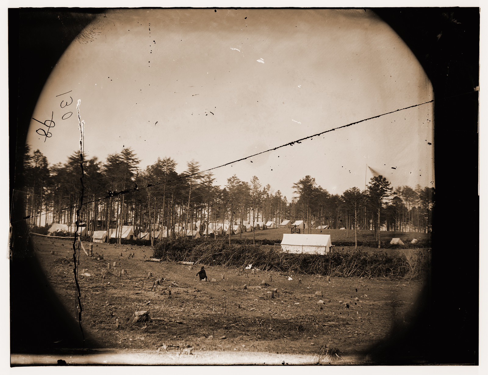 Brandy Station Virginia. Army of the Potomac. Western half of the camp. Chapel in f, 1864 — historic photograph