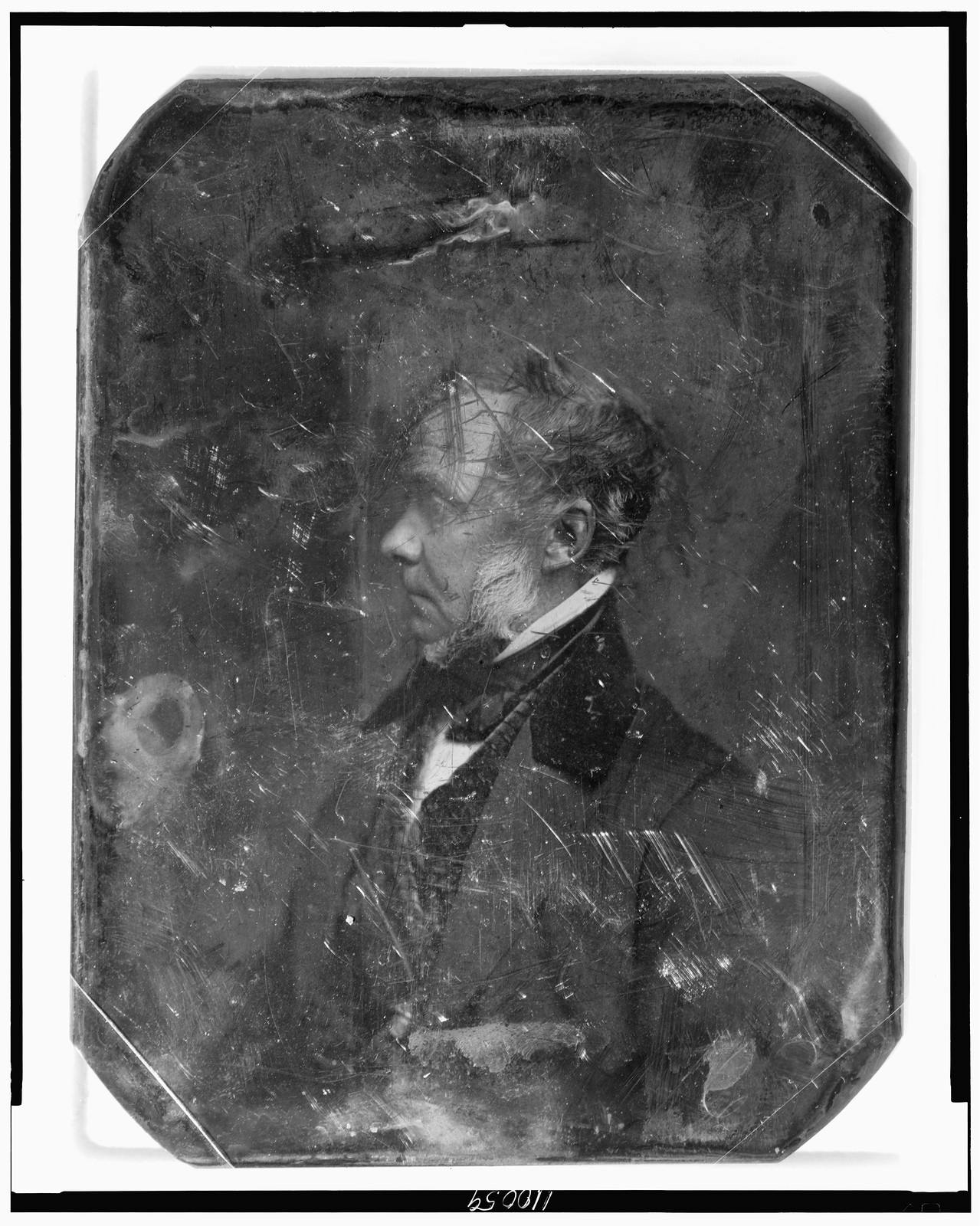 Daguerreotype portrait of a man in profile, 1844 — historic photograph