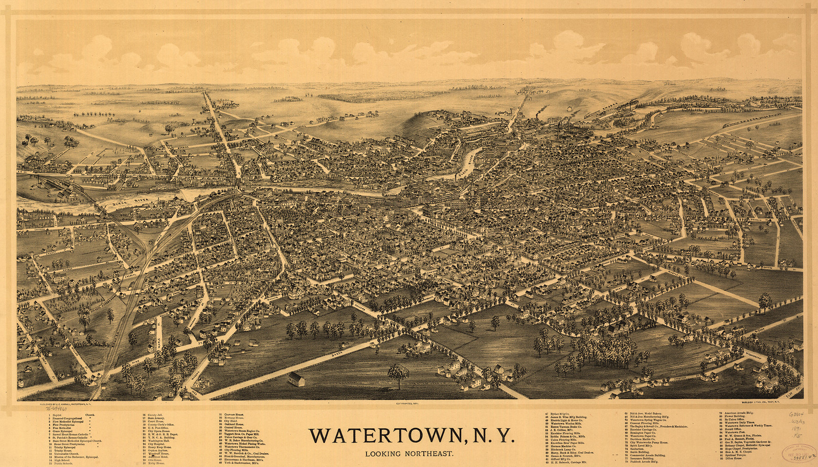 Watertown, New York, 1891, 1891 — antique map