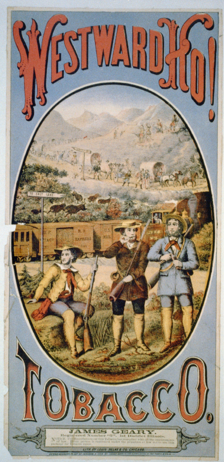 Westward Ho! Tobacco, c1868. — antique lithograph