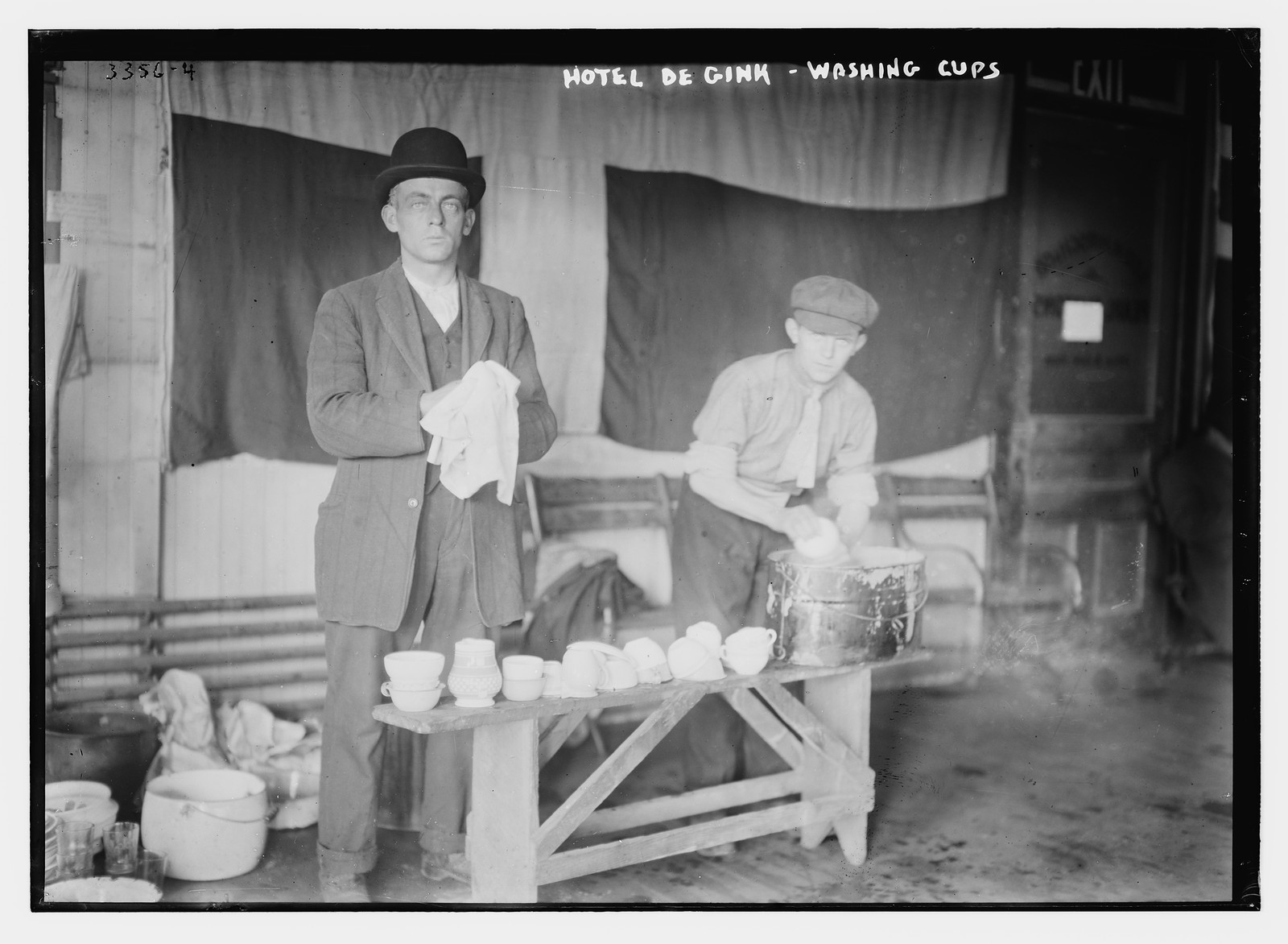 Hotel de Gink -- washing cups, n/a — historic photograph