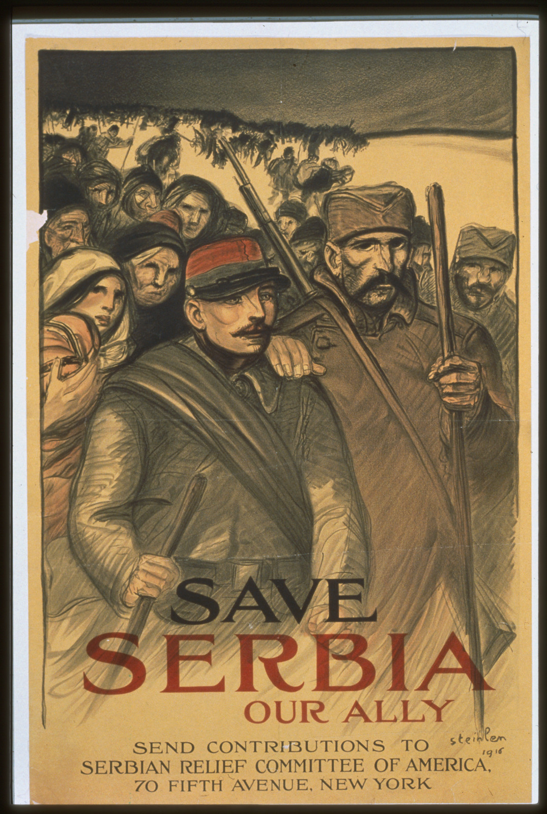 Save Serbia our ally. Send contributions to Serbian Relief Committee of America, 1916 — vintage poster