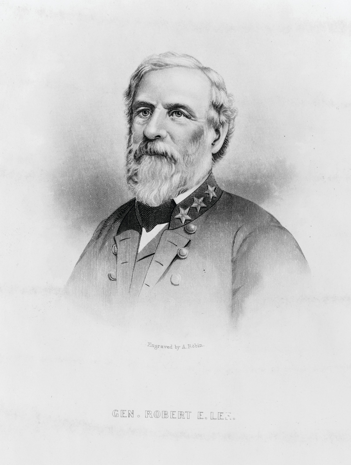 Gen. Robert E. Lee / engraved by A. Robin., [between 1860 and 1870] — antique engraving